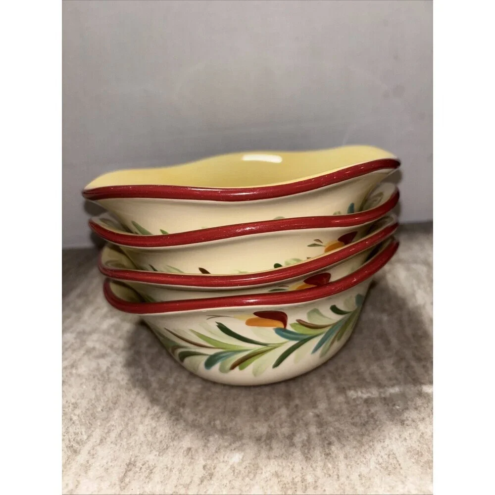 Gail Pittman Bowls Set Of Four. Siena Garland Soup/cereal yellow Brick Red - Picture 4 of 4